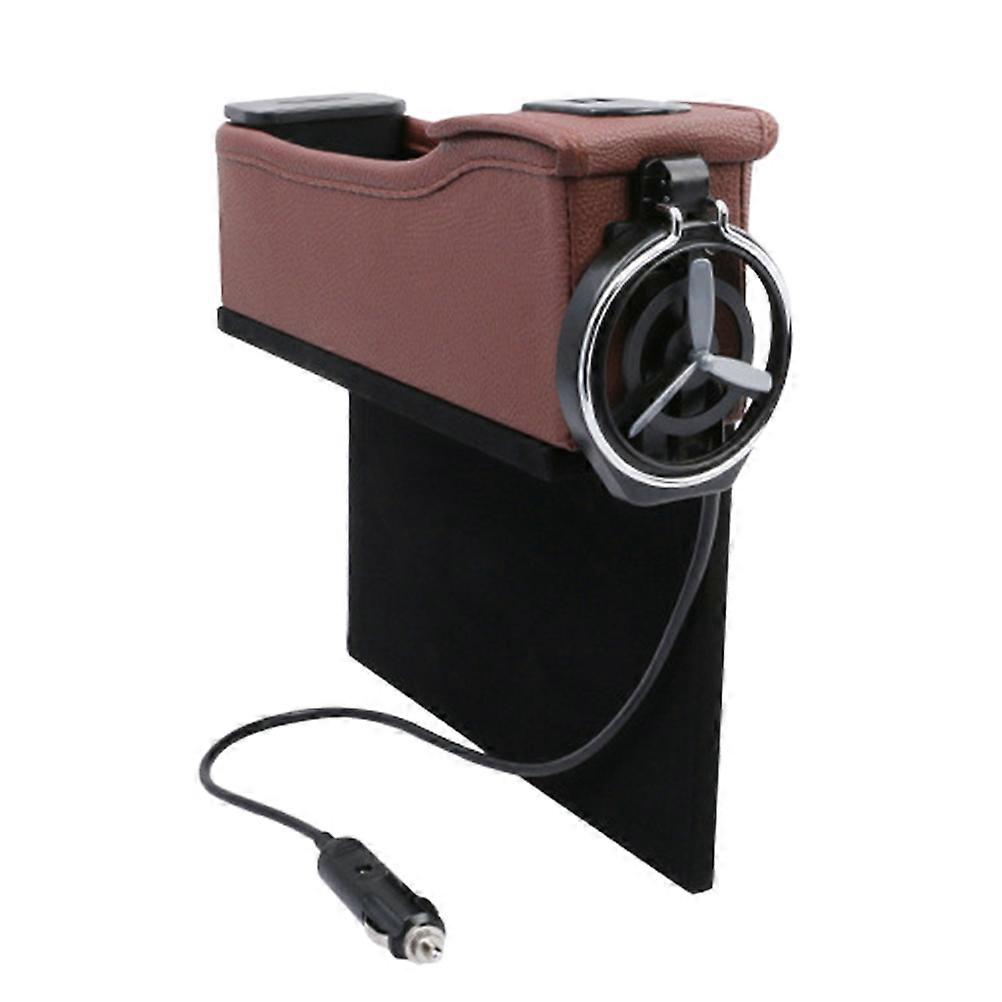 Worgeous Car USB Charging Storage Box Multi Functional Seats Large Capacity Receiving Seat Organizer 1 Set Brown