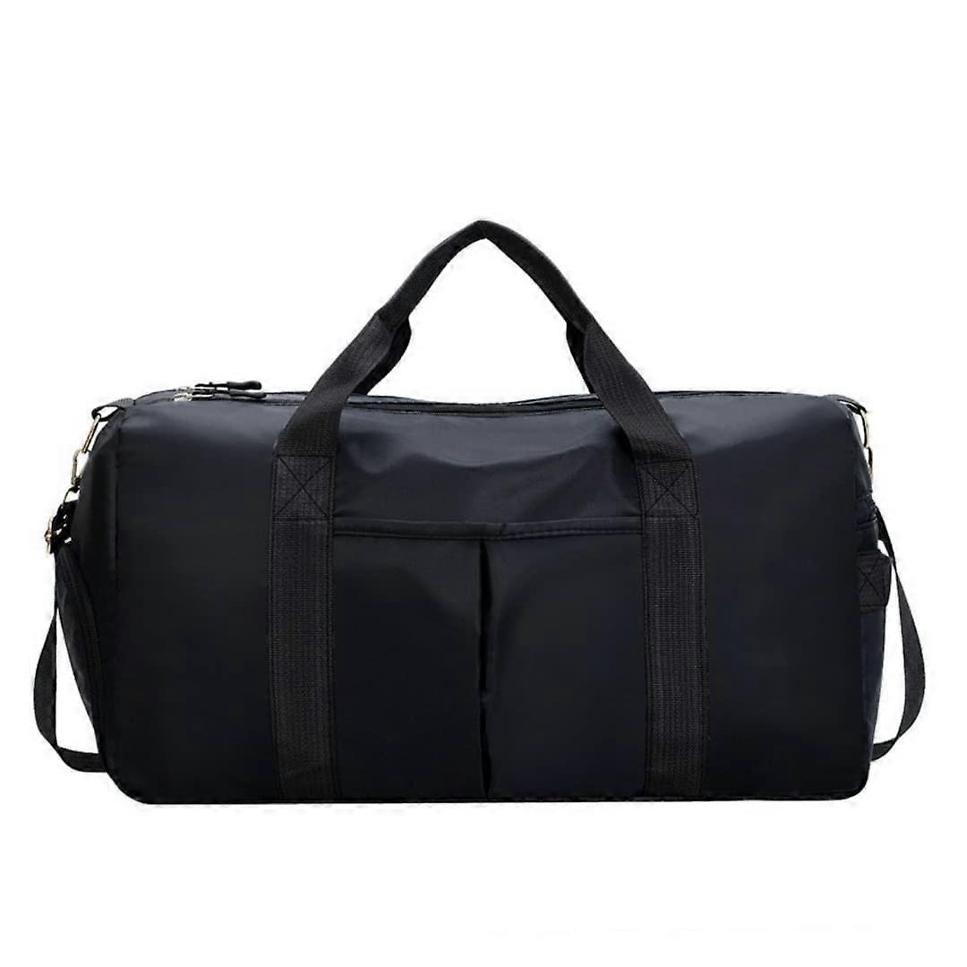 حقيبة كتف رياضية كبيرة الحجم جافة ورطبة مع مقصورة أحذية السباحة حقائب يد رياضية على الشاطئ للرجال والنساء أسود وأسود