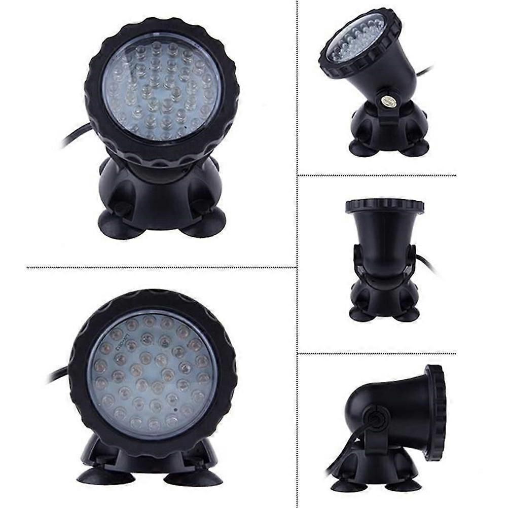Black Fully Submersible LED Light for Fish Tank with 36 Bulbs and 4 Suction Cups Adjustable Stand ABS Material