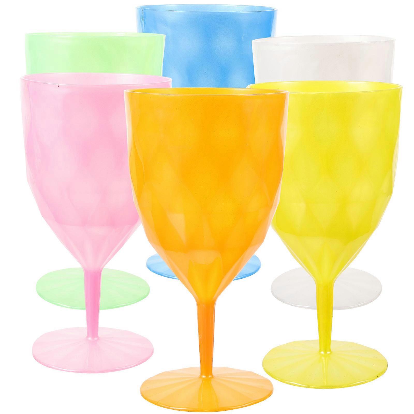6Pcs Stemmed Goblet Cocktail Cups 380ml For Beverages Pearlized Pineapple Pattern Drinking