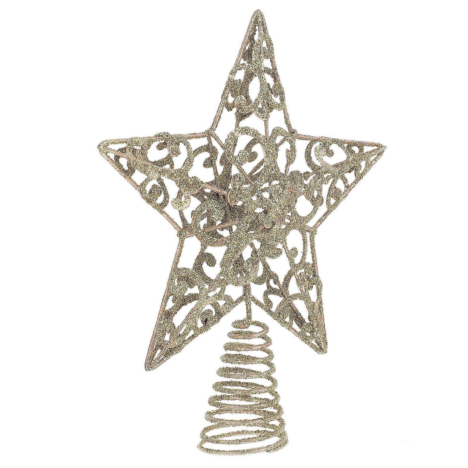 Xmas Tree Topper Adorn Iron 1Pcs Golden Shape for Xmas Tree Decor