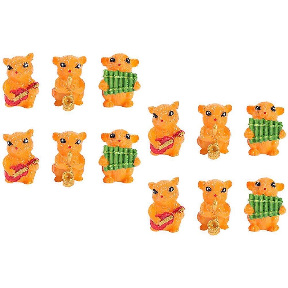 12pcs Mini Resin Animal Figurines for Microlandscape Modeling Hamster Sculptures