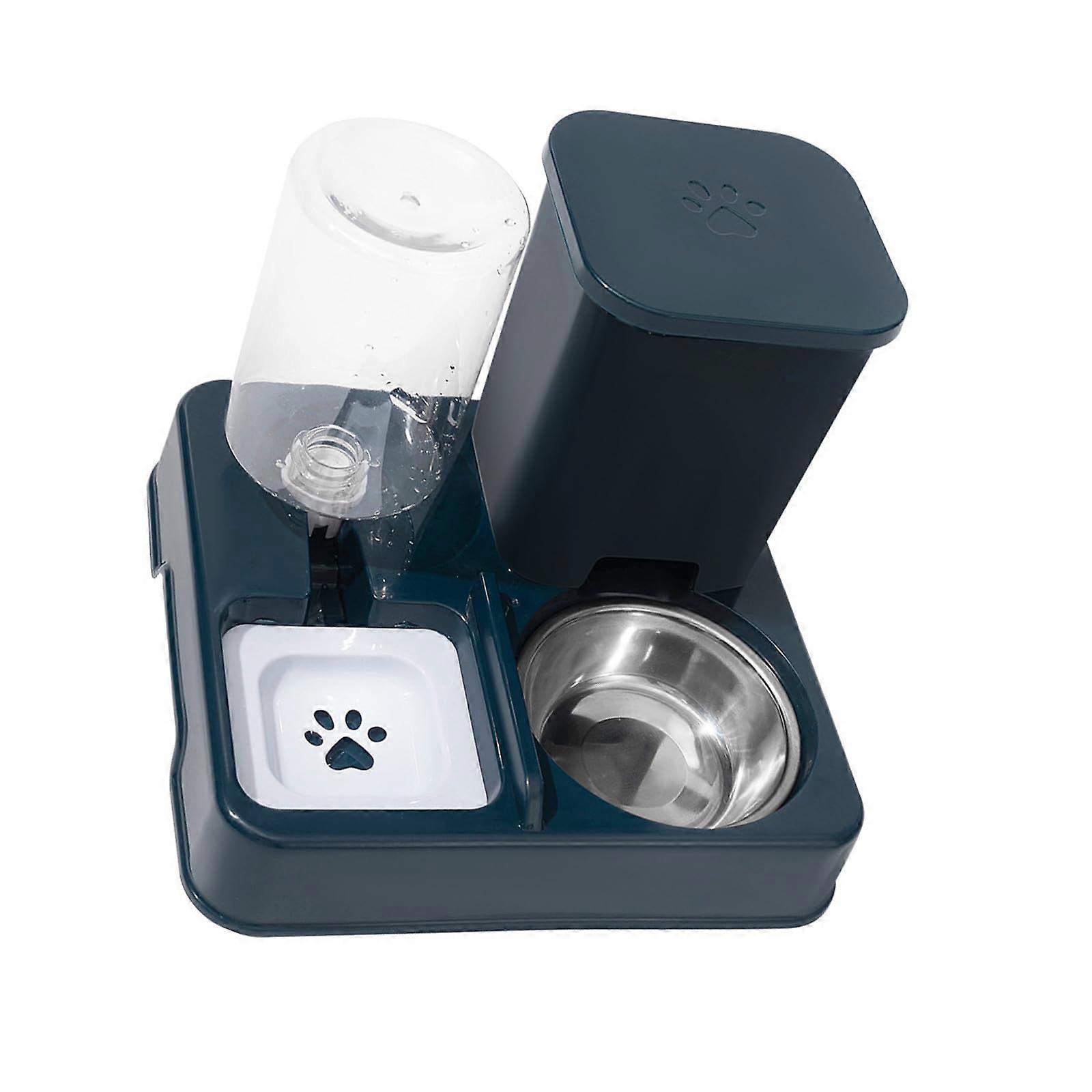2in1 pet watering and feeding station for cats, dark blue