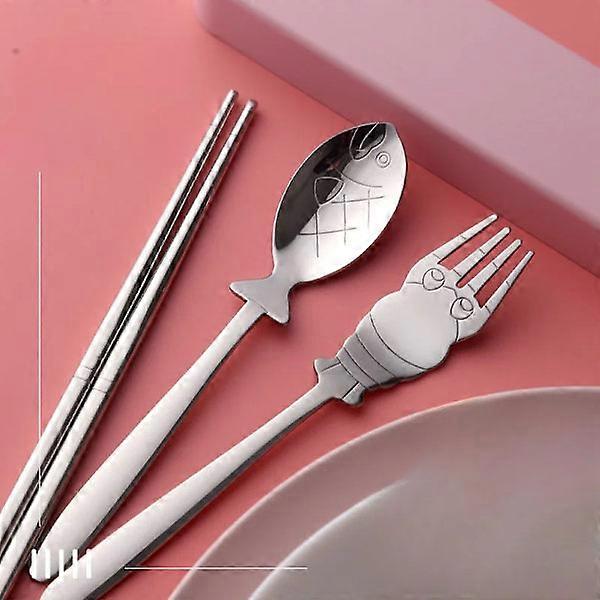 スリーピースカトラリーセット学生ステンレススチールフォークセット箸スプーン高外観レベルキッチン食器セット新品