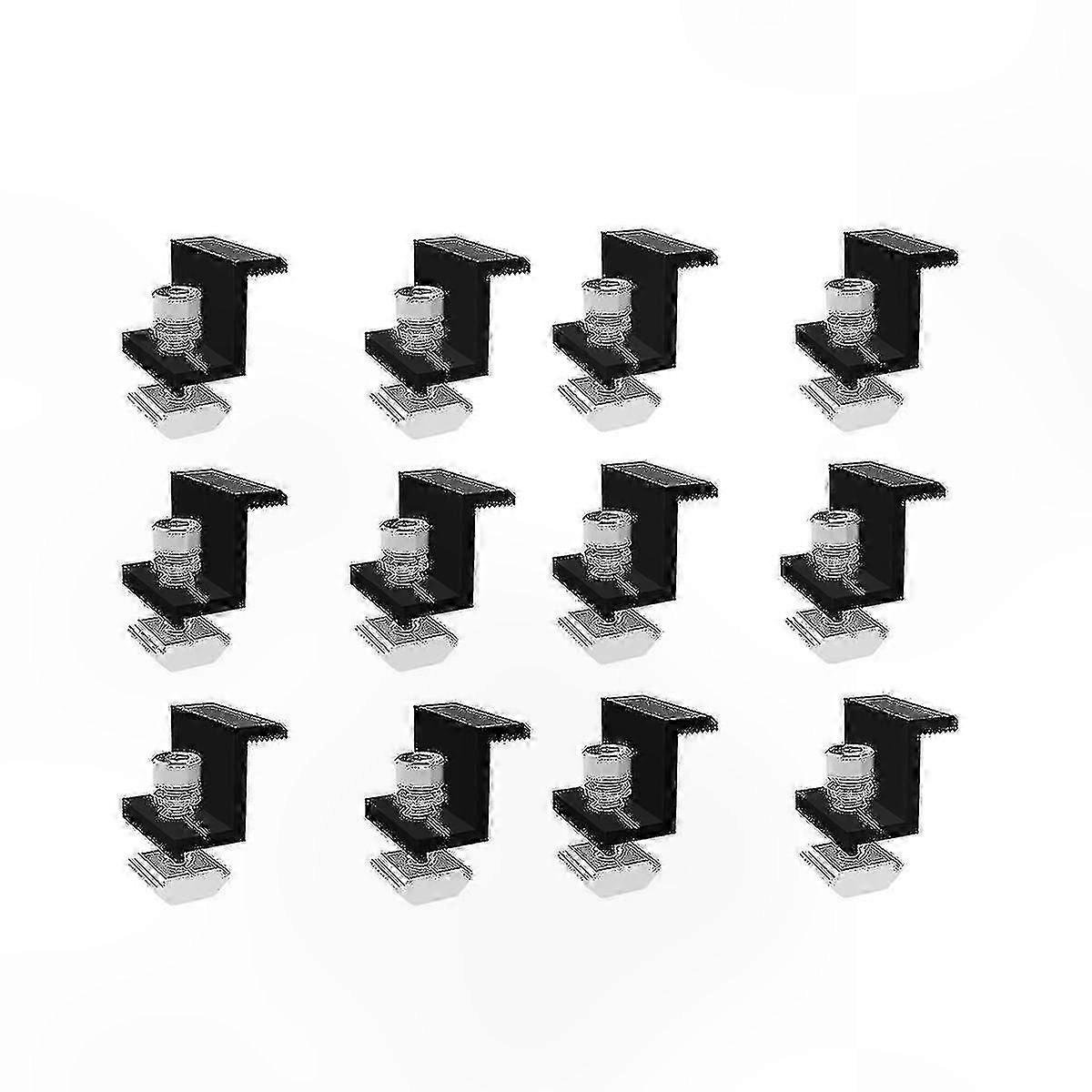 Solar Panel Mounting Clamps, 12-Pack End and Side Clamps for PV Module Installation