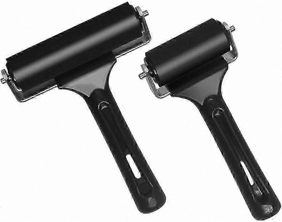 2pcs Rubber Brayer Rollers 6cm & 10cm for Linocut and Block Printing Art Supplies