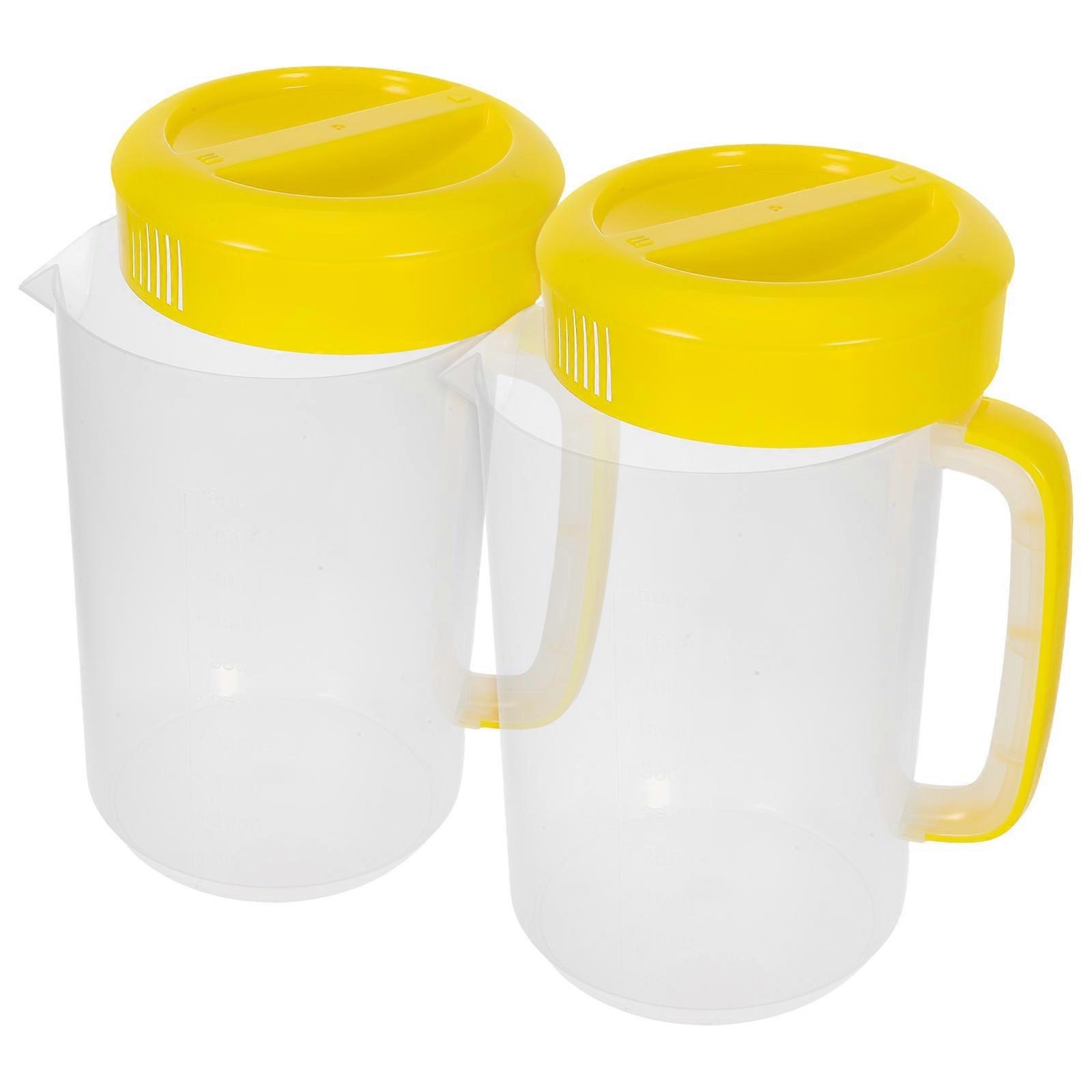 Yellow Plastic pitcher Lid for Home Large Capacity Measurement Marks 2pcs 3.5L