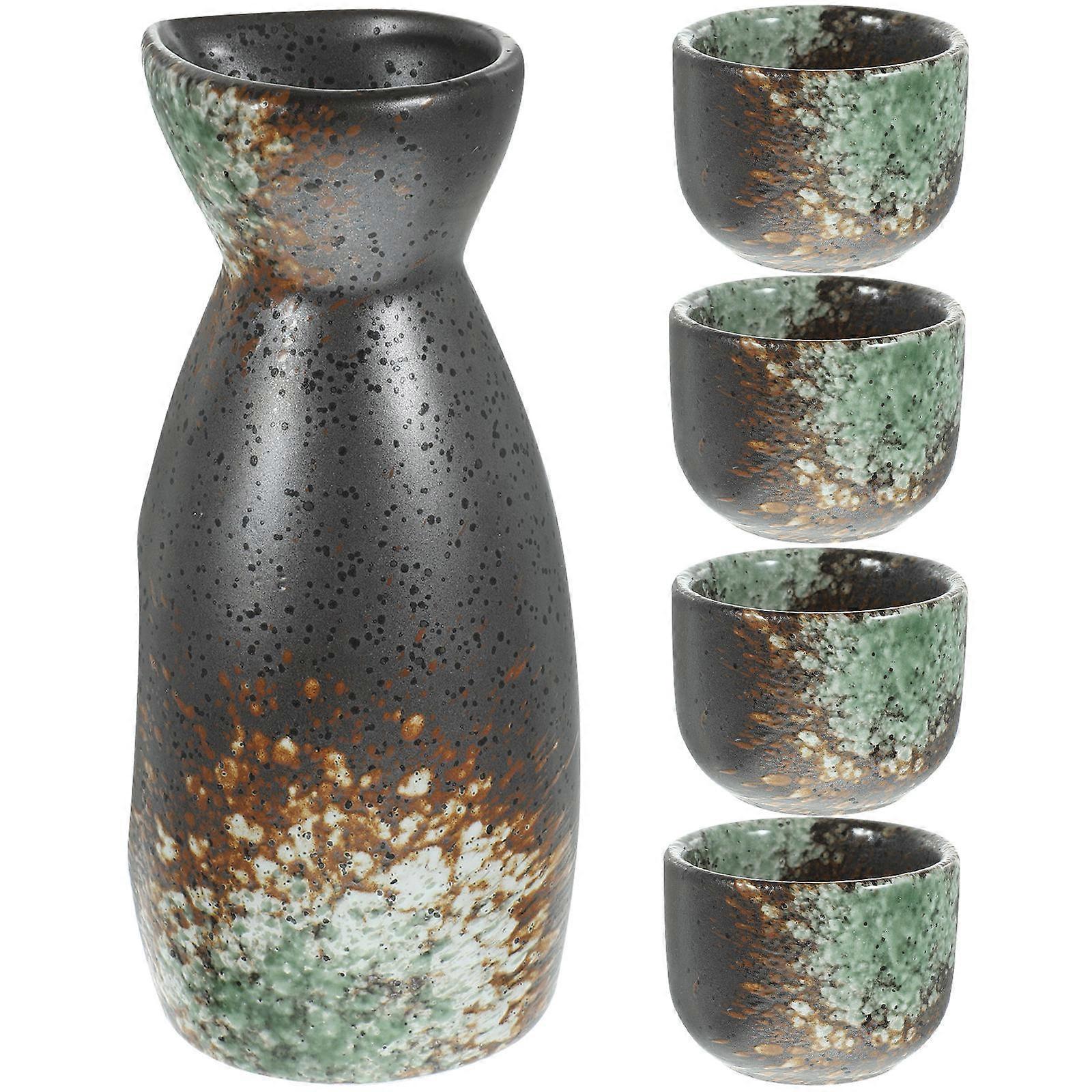 1 Set of Japanese Sake Set Sake Serving Set Ceramic Sake Pot Delicate Sake Pot Cups Set