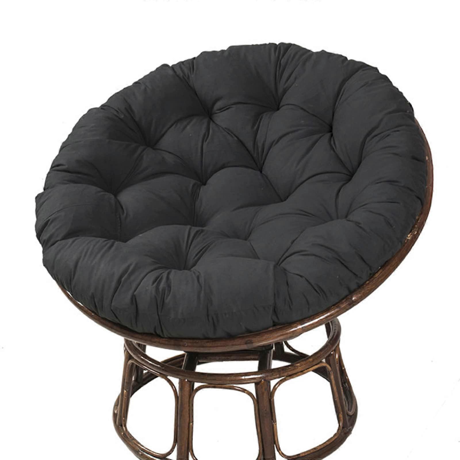 Washable round rattan swing cushion, thick and comfortable, 120 x 120 cm, black