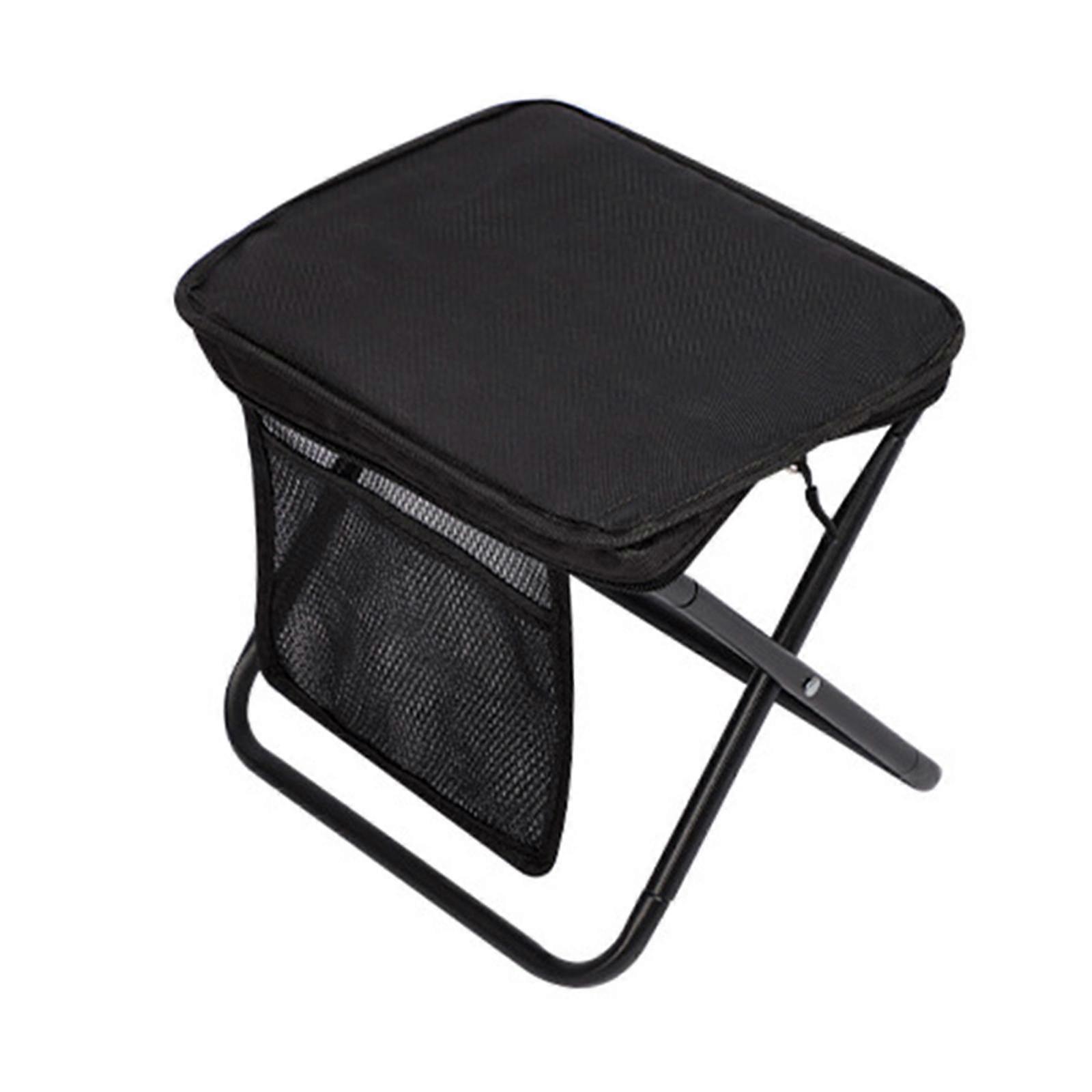 Folding Camping Stool Footstool with Side Pocket Multipurpose Small Foldable