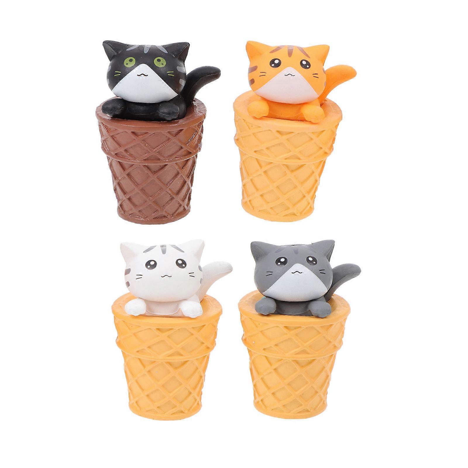 4Pcs Assorted Color Cute Cat Desktop Decoration For DIY Using PVC Material