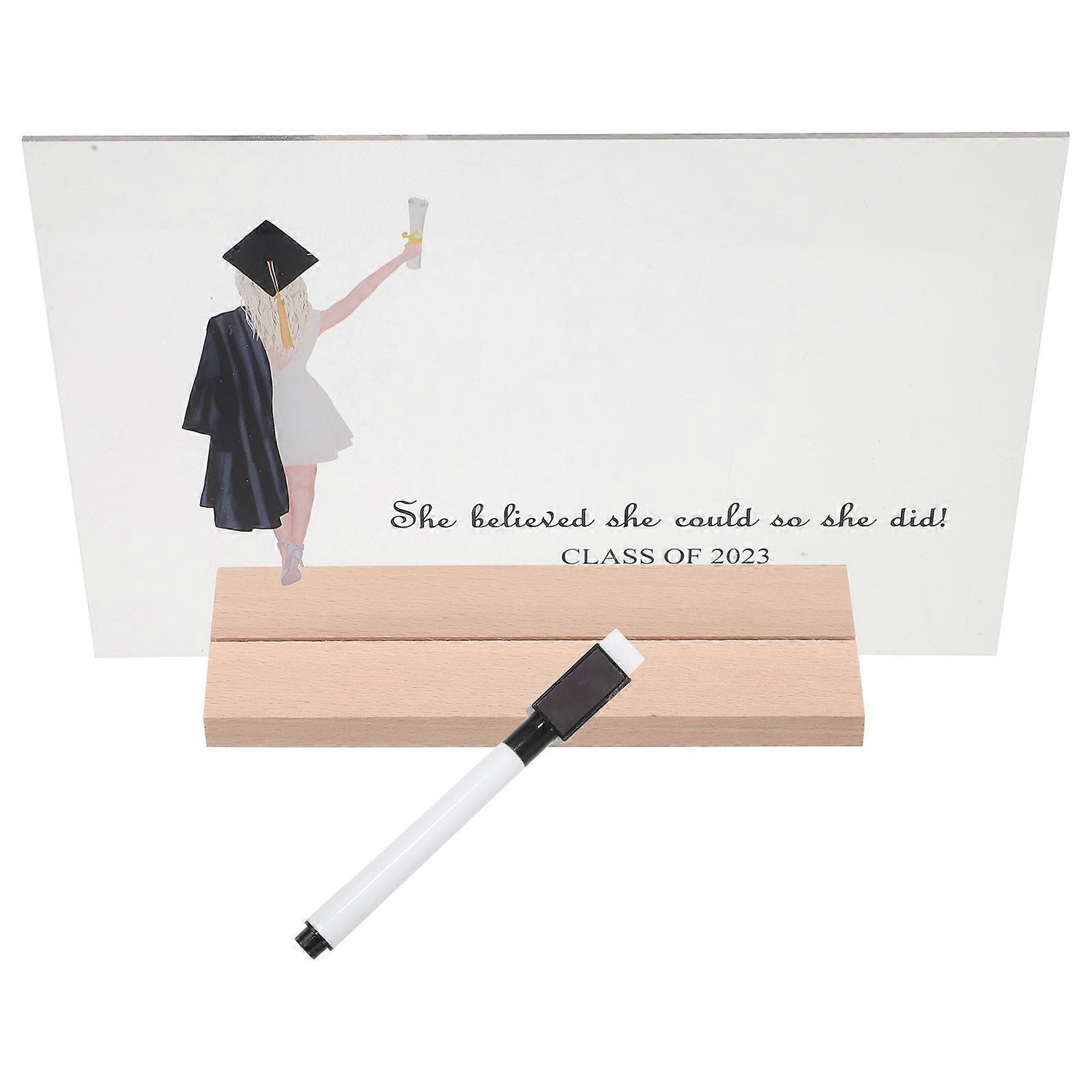 Graduation Table Sign Decoration Rectangular Graduation Party Writable Ornament Assorted Color Simple Design 1 Set