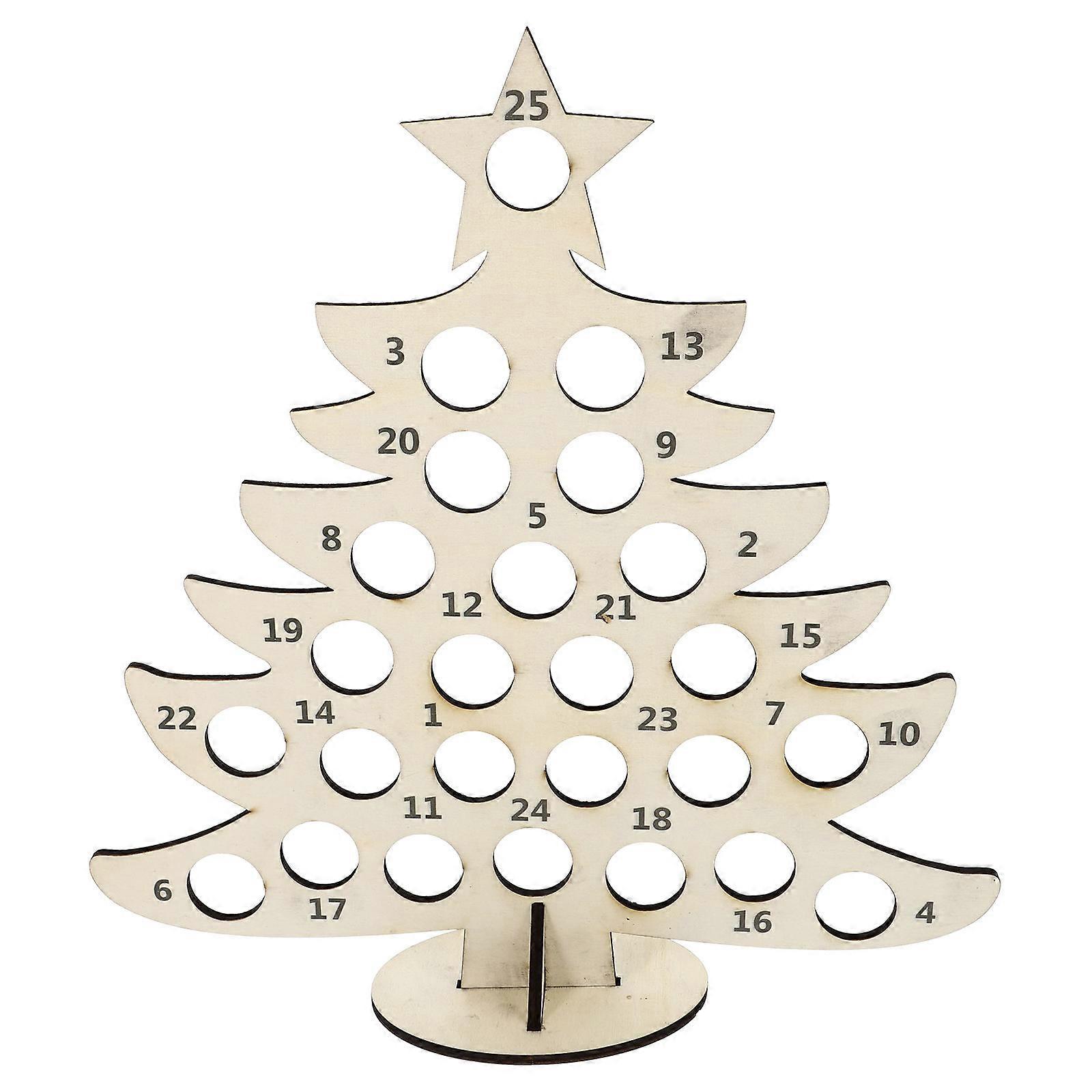 Wood Chocolate Rack Decorative Design Countdown Calendar Storage Rack 36x32cm For Christmas Parties 1Set