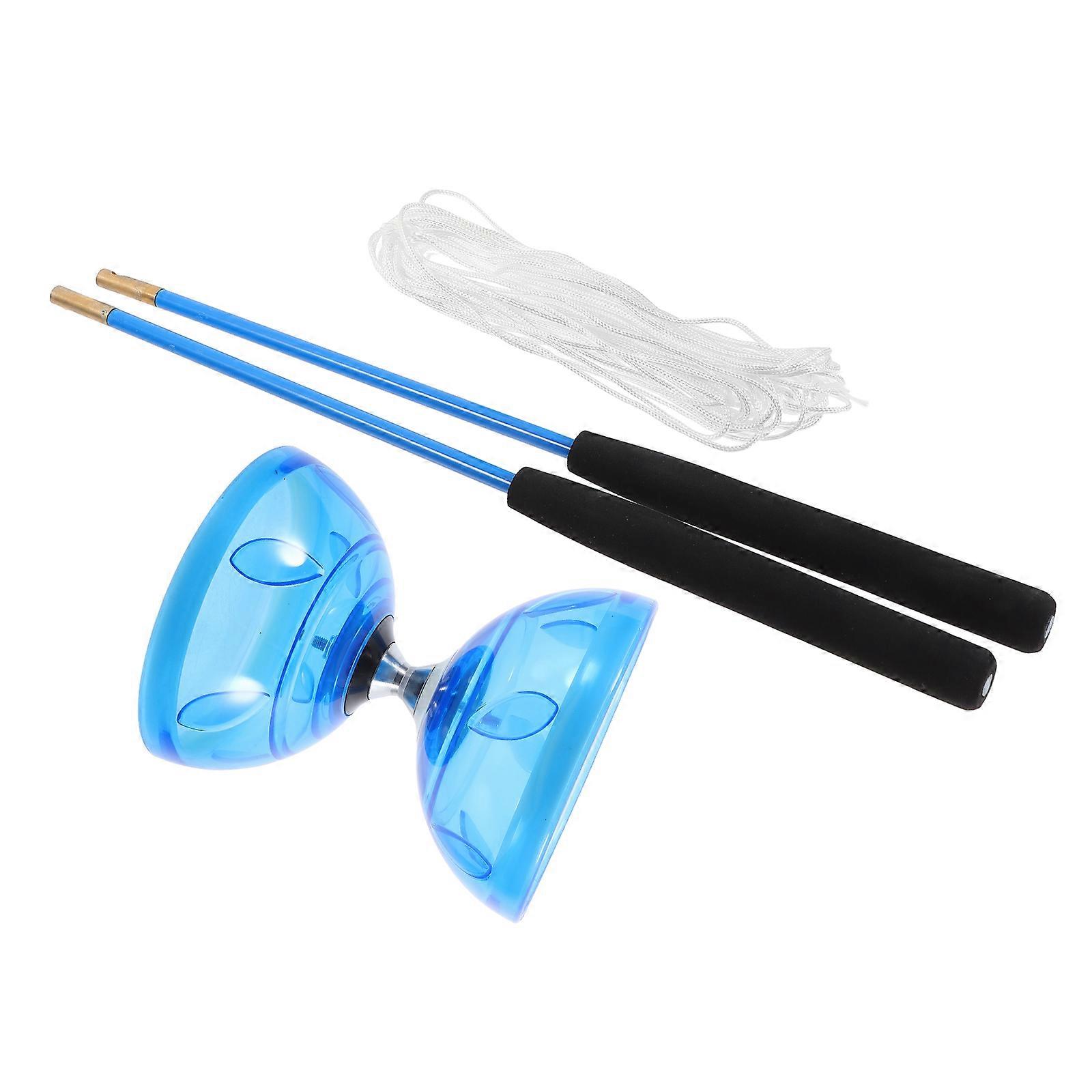 Blue Rubber Diabolo Toy Set for Playing Professional Juggling Elderly Toy 1 Set