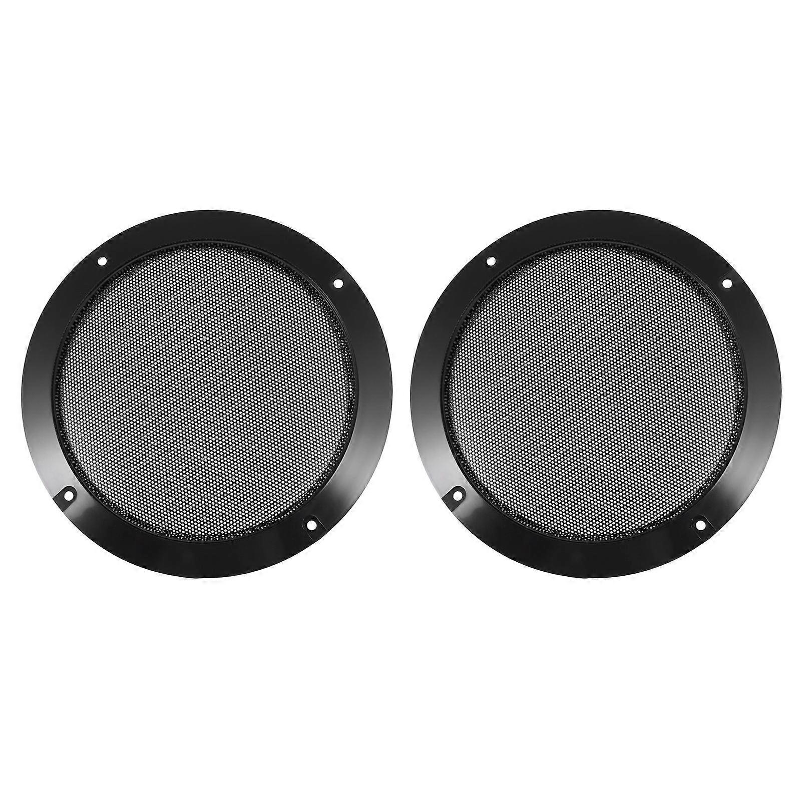 Speaker Grill Cover Mesh 2 Pcs Round Protection Net For Automotive Use Black Plastic And Iron