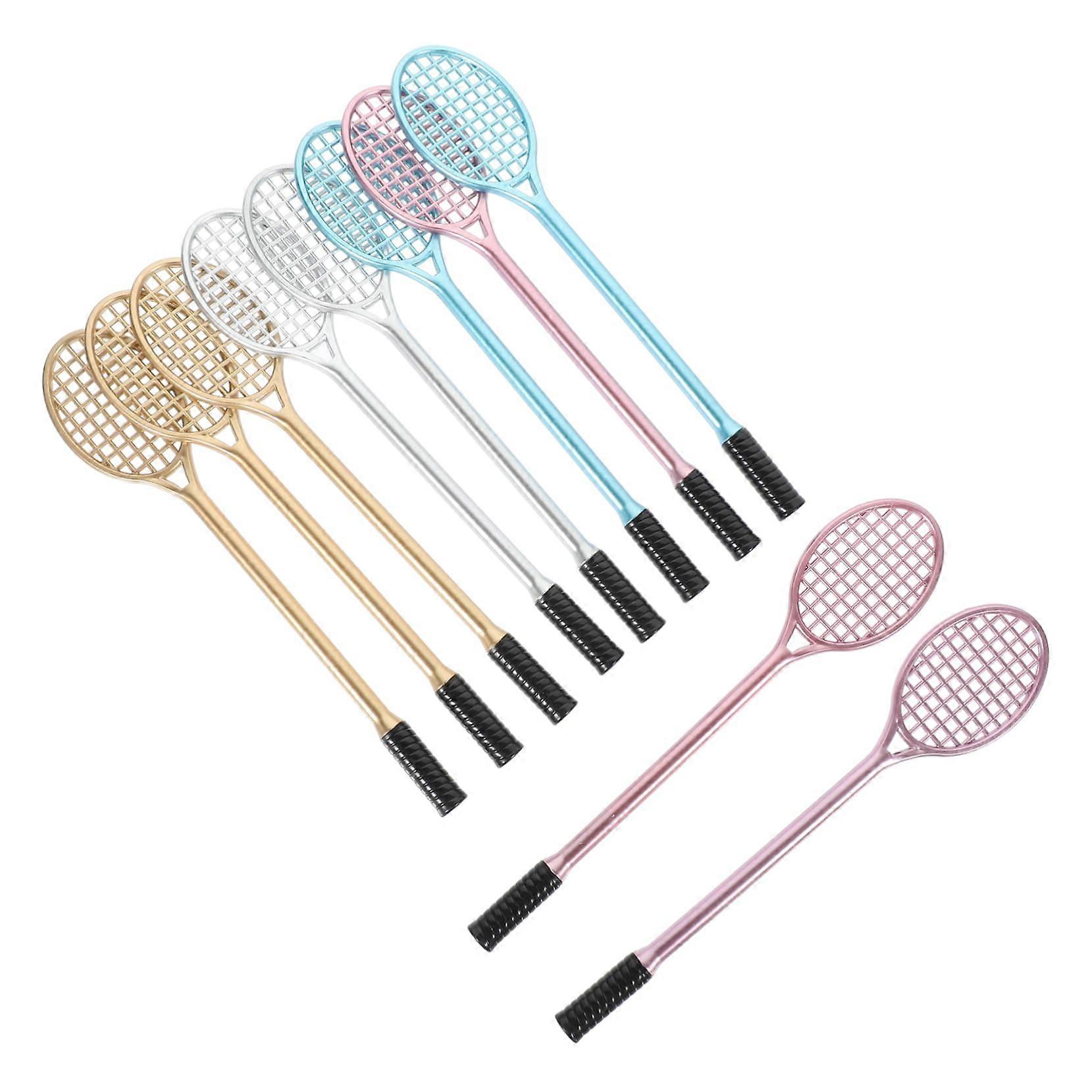 Badminton Racket Gel Pen Set of 10, Cute Tennis Racket Design, Fine Tip for School and Office Use, Includes Grip Tape