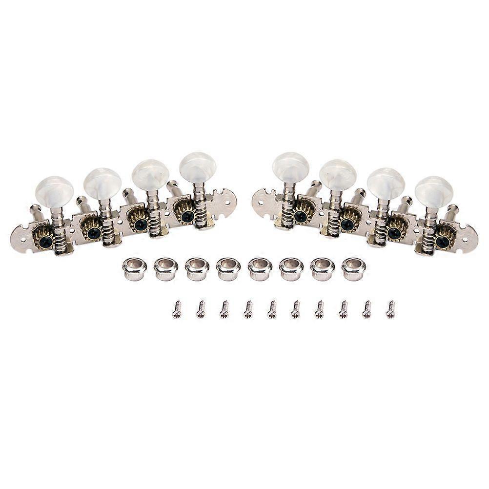 2pcs Mandolin Guitar Machine Heads Tuning Peg 4L and 4R Mica Color Round Button Tuner GC602 (Silver)