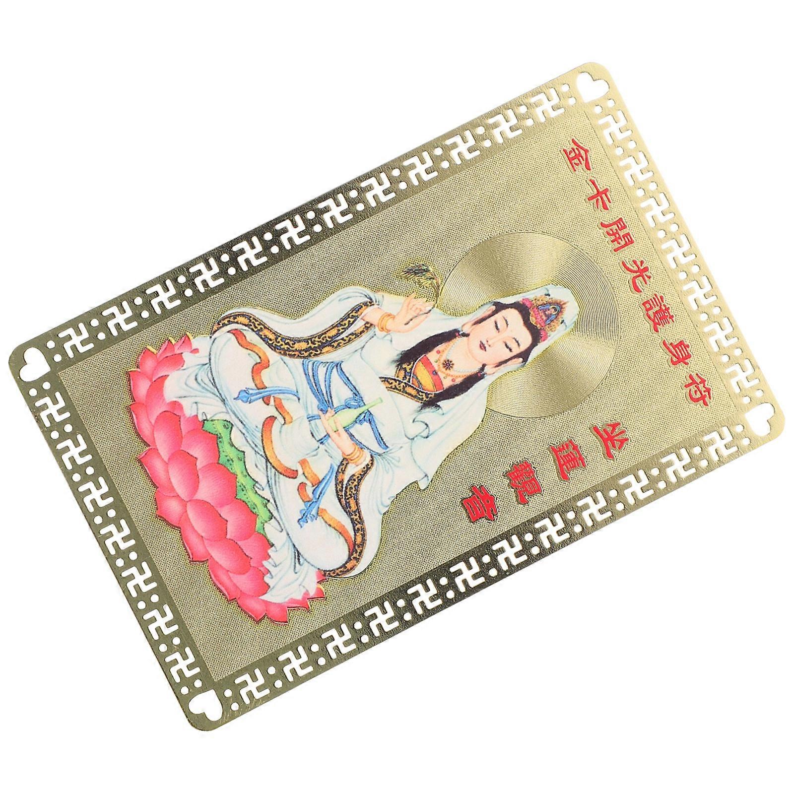 بطاقة الحماية الصينية Guanyin تميمة بطاقة مكتب ديكور الألومنيوم سبائك المغنيسيوم متعددة الألوان ل 1 قطعة