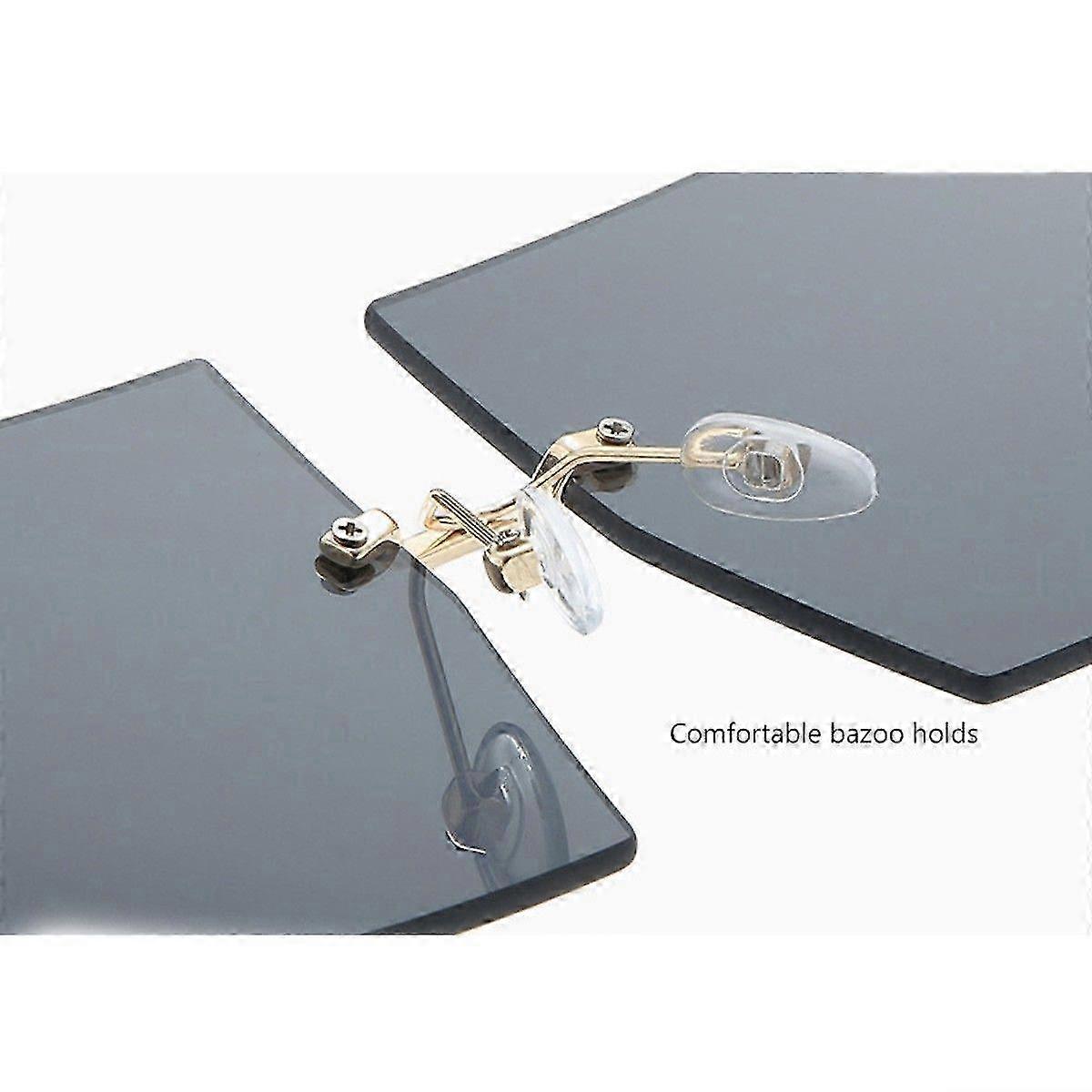 Vrouwen Oversized Randloze Zonnebril Diamond Cutting Lens Zonnebril