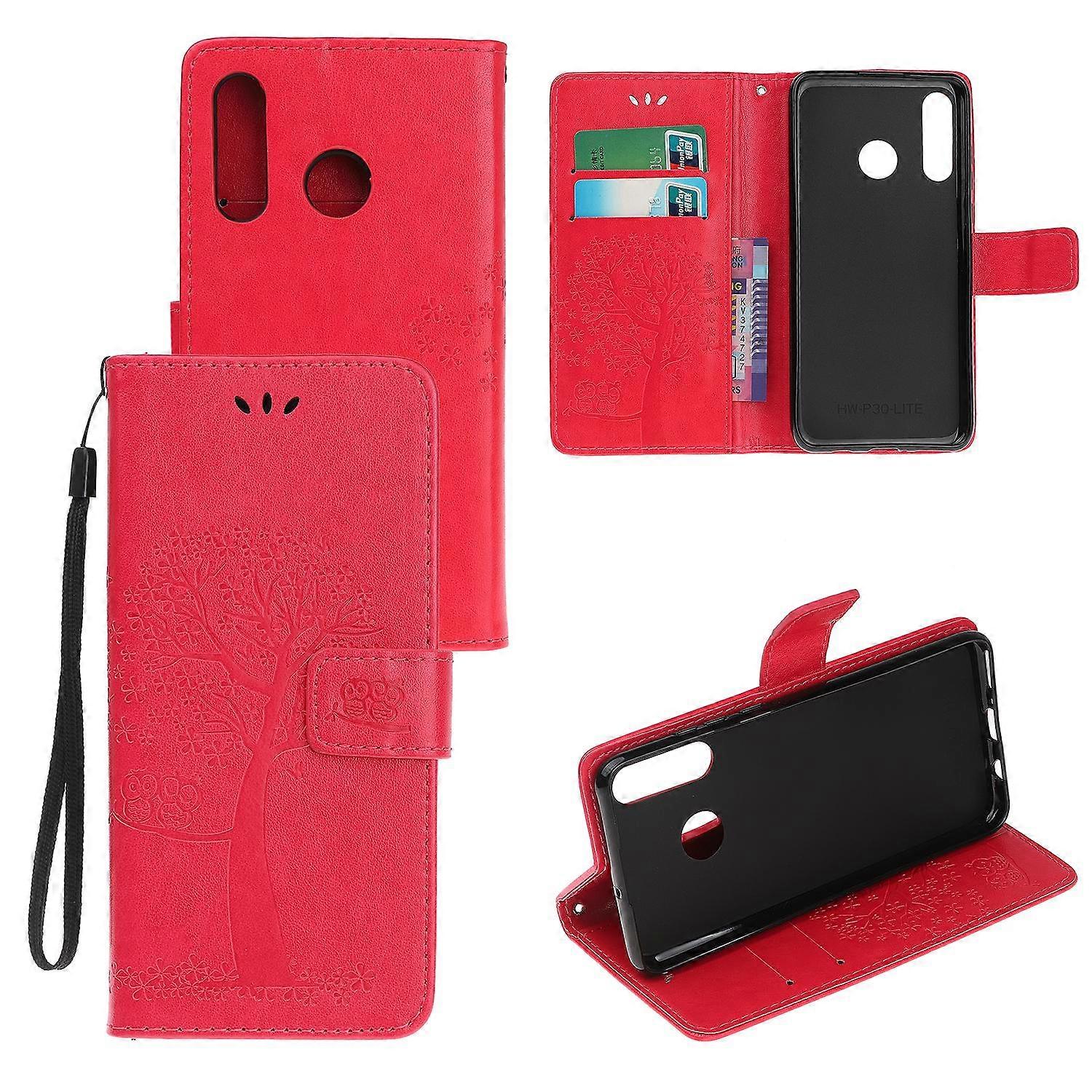 Imprint Tree Owl Leather Wallet Case for Huawei P Smart Plus 2019/Enjoy 9s/Maimang 8/nova 4 lite/Hon