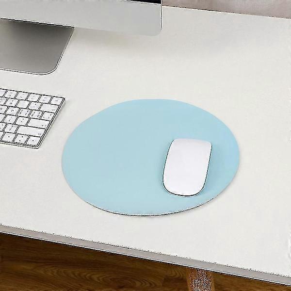 Simple Morandi Sky Blue Round Waterproof Mouse Pad with Non-slip Base, Sky blue mouse pad with non-slip base.