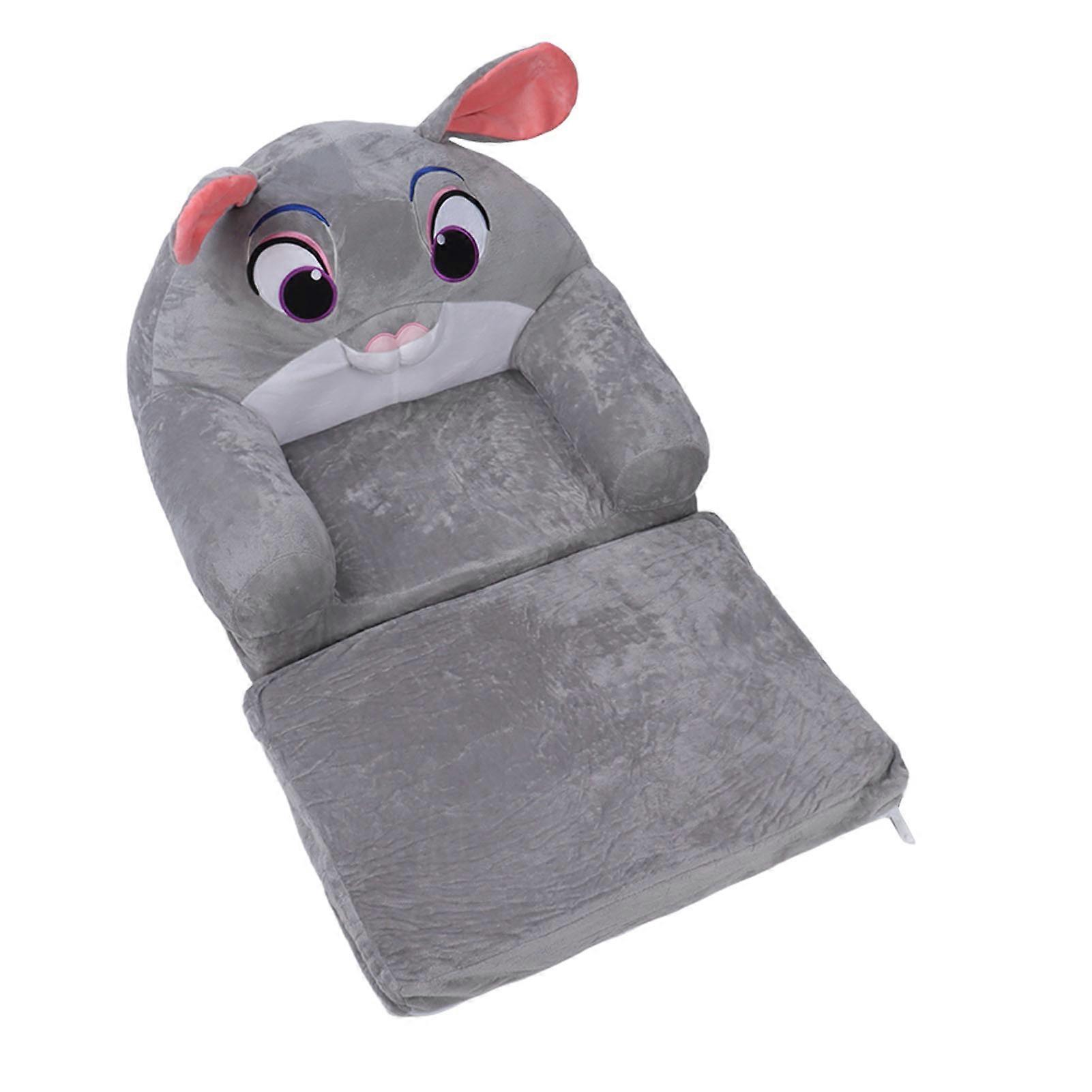 Foldable Kids Sofa Bed Rabbit Cartoon 2-Layer Soft Couch w/Armrests