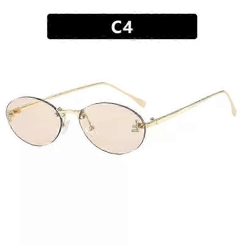 نظارات شمسية صغيرة بيضاوية من سبائك عتيقة بدون إطار للنساء ماركة أزياء نظارات شمسية أنيقة متدرجة LadyY2K ظلال السفر في الهواء الطلق
