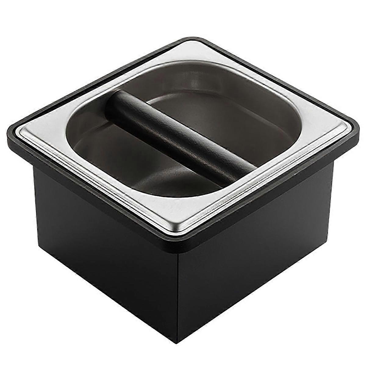 Espresso Knock Box Machine Accessories, Stainless Steel Small Coffee Knock Box with Silicone Knock Bar and Non Slip Base