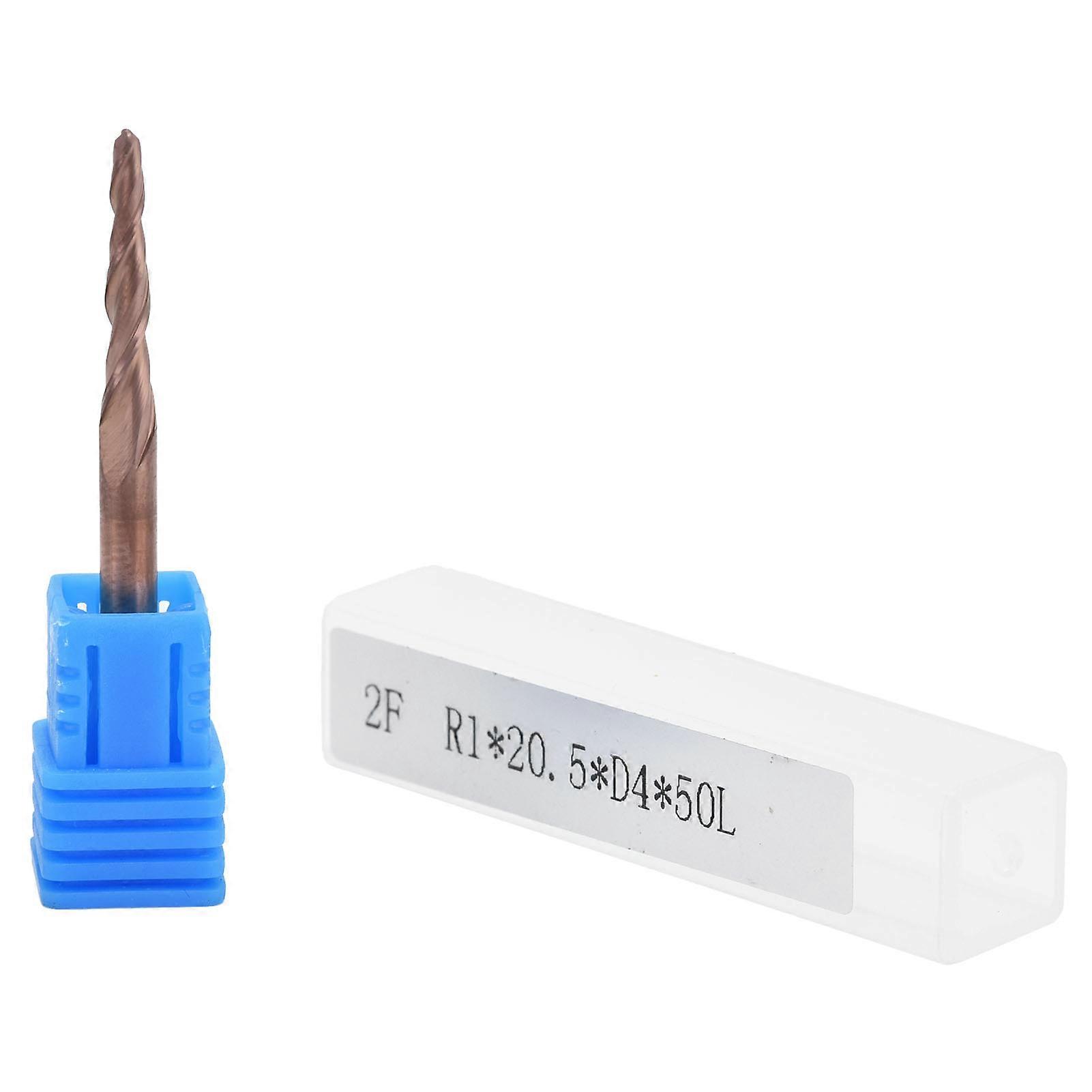 Tapered End Mills Strong Durable Long Service Life Excellent Chip Removal Effect Ball Nose Spiral Router for CuttingR1.0x20.5xD4x50 