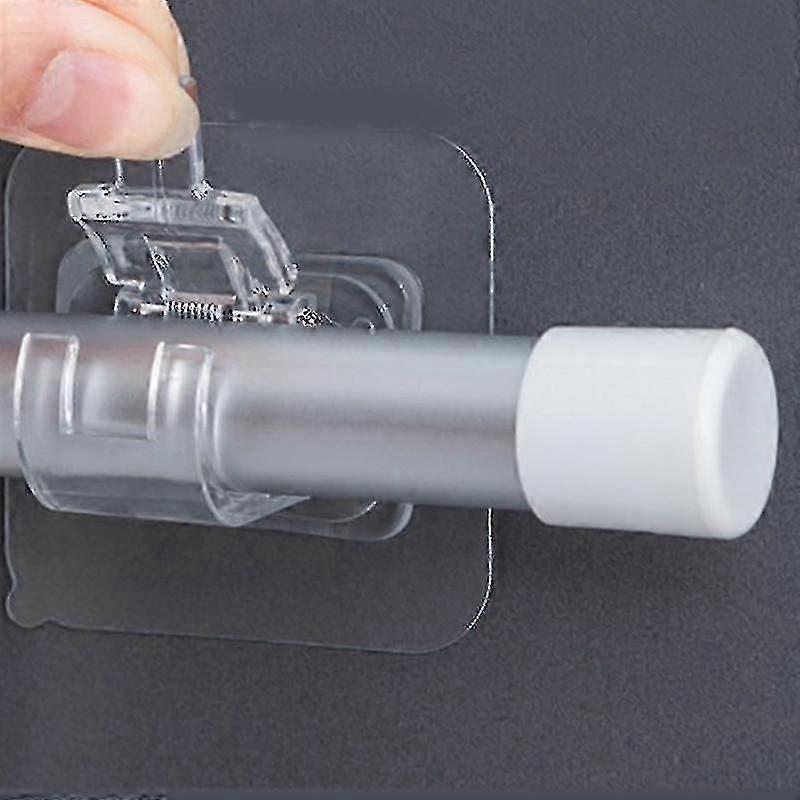 4-Pack ρυθμιζόμενο αυτοκόλλητο χωρίς κατόχους κουρτινόξυλων κουρτινών με γάντζους σφιγκτήρα για εύκολη εγκατάσταση