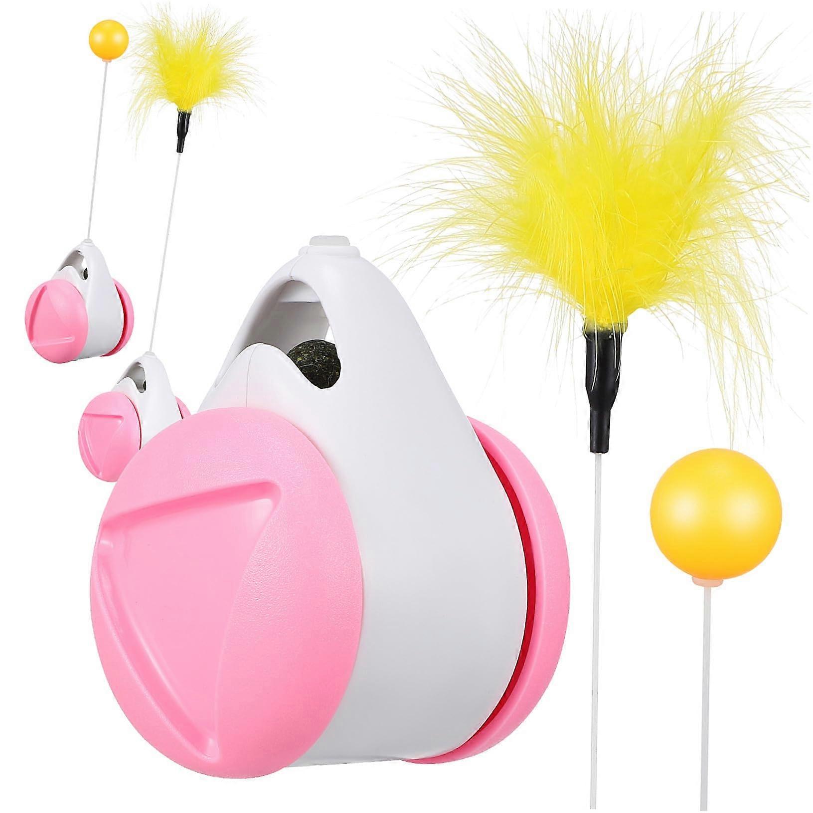 Interactive Cat Teaser Car Indoor Cat Toy Pink White Balance Swinging Feature Enhances Coordination And Exercise
