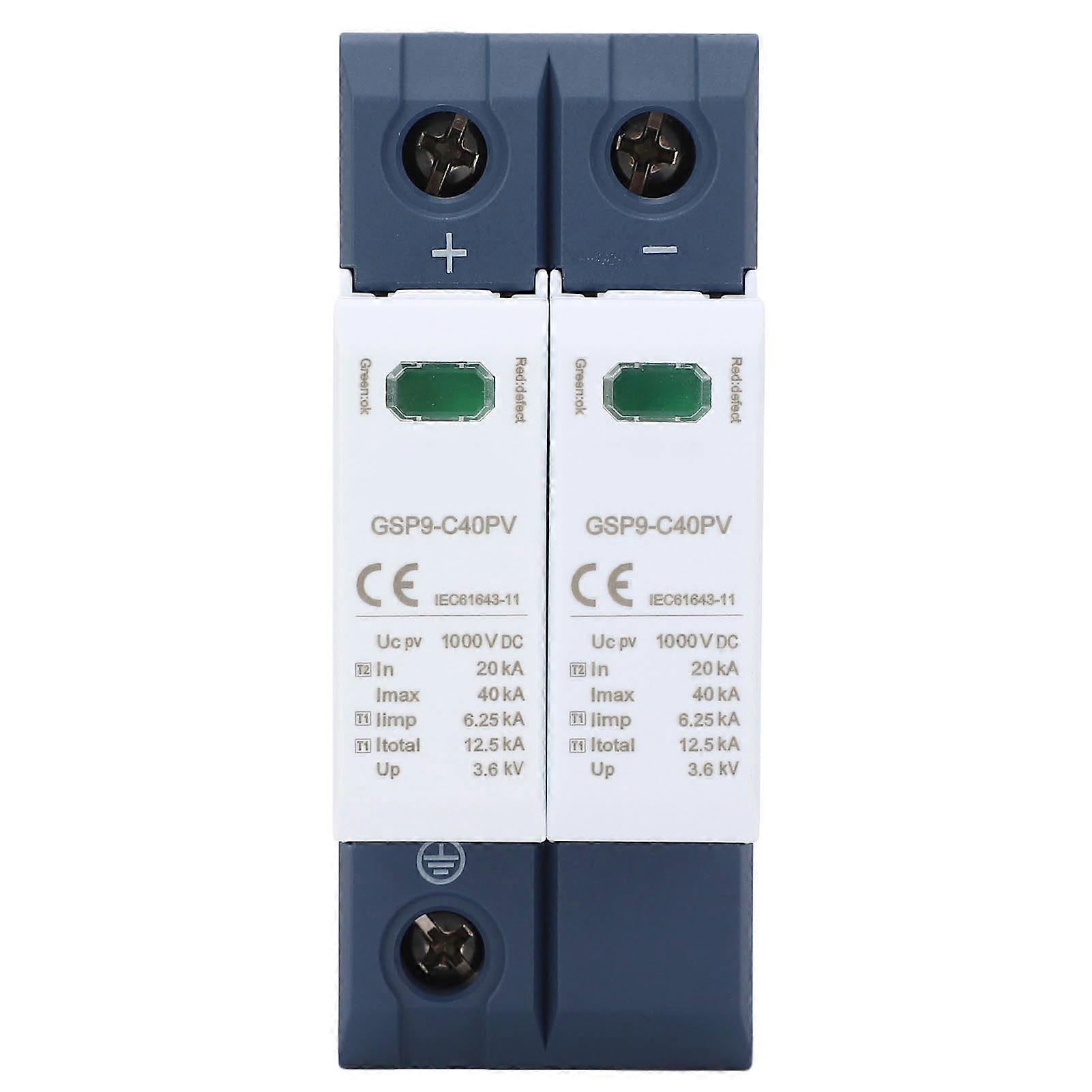 2P DC Surge Protector 1000VDC 20kA Large Discharge Capacity