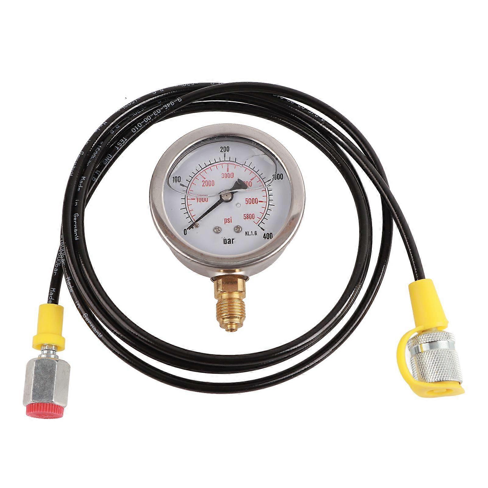 Hydraulic Hose Test Point Coupling M16*2BSP1/4 + 0~400BAr 6000PSI Gauge 1.5m Hose
