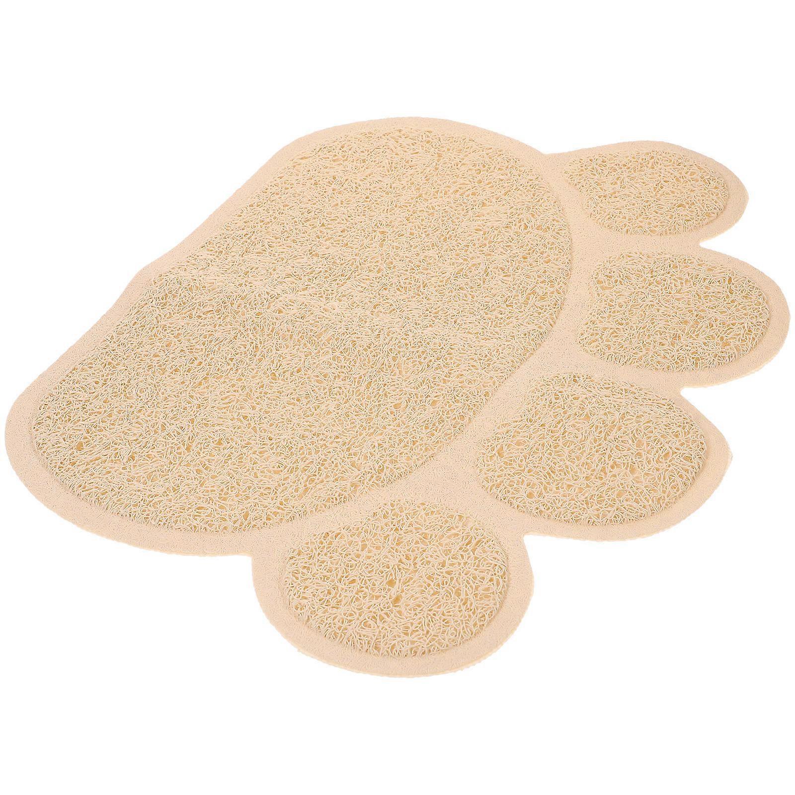 Cat Litter Mat Non Slip Pet Paw Shape Mat for Pet Use 1 Piece Khaki