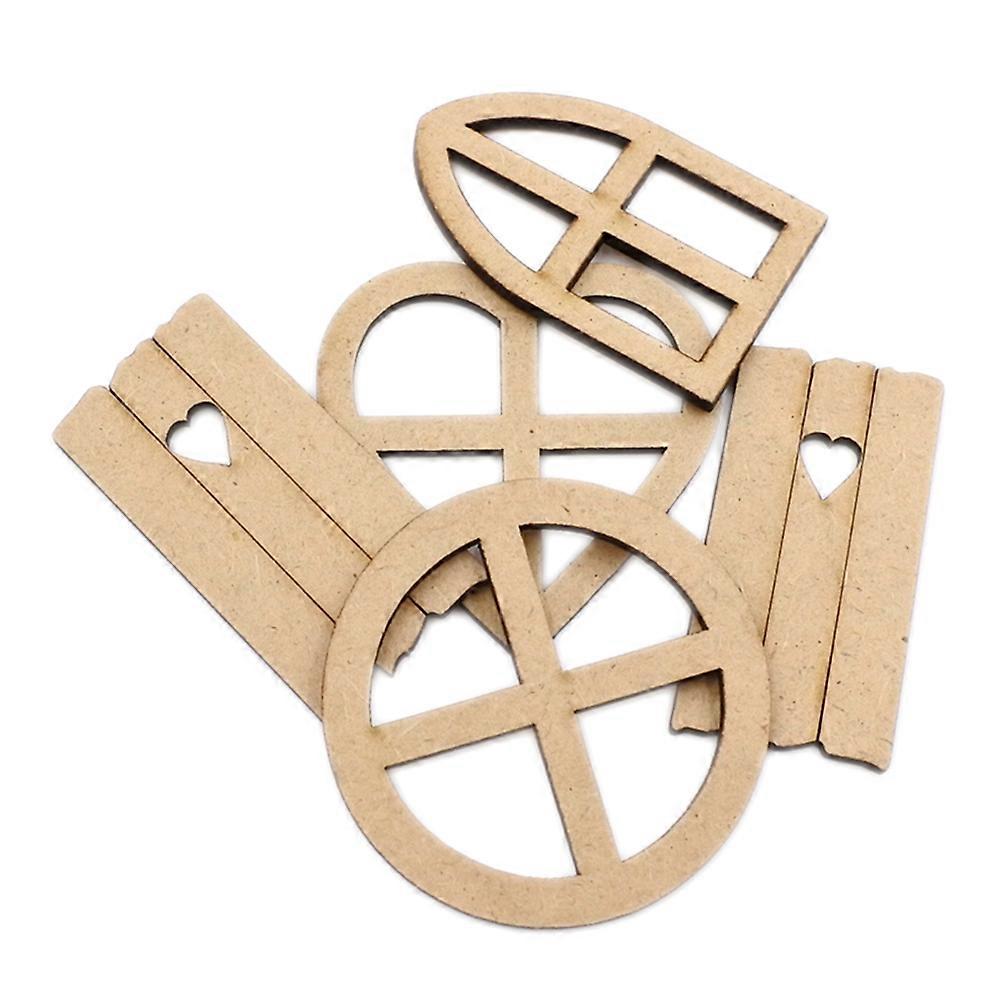 Wooden Cutouts Window Decoration for DIY Use 5Packs Window Shape Pieces