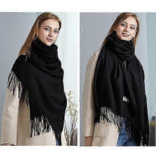 Châle en cachemire de couleur unie pour femmes avec pompons ondulés d'eau 65x200cm Polyvalent et élégant