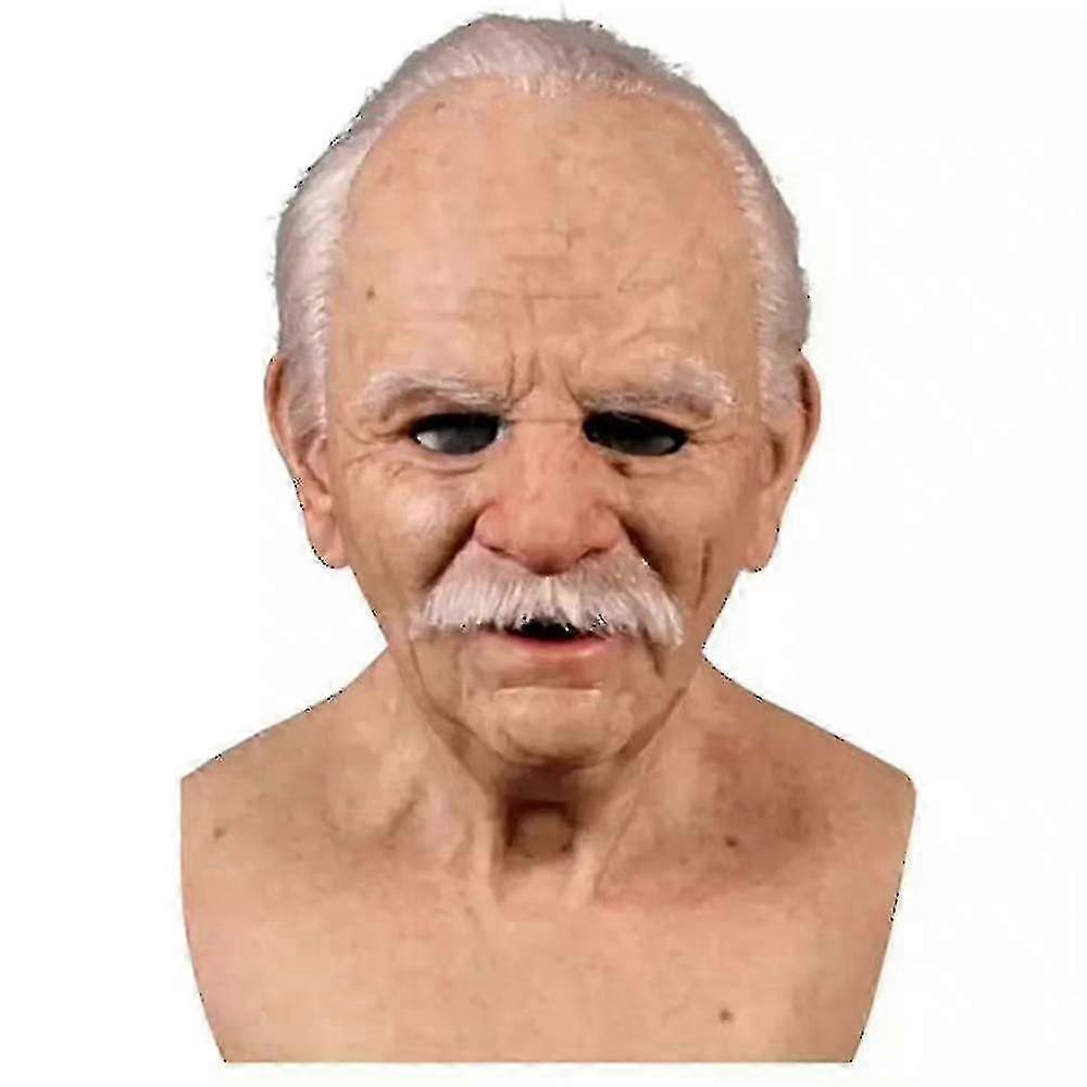 قناع هالوين اللاتكس الكامل ، قناع الرجل العجوز قناع رأس مطوي بشري واقعي ، غطاء وجه الرجل العجوز ، لحلة تنكرية سيليكون - 2025