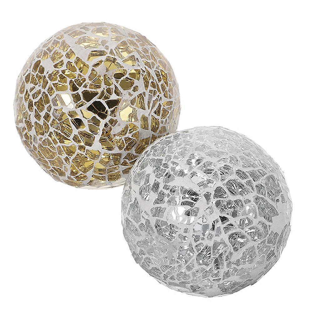 Mosaic Ball Glass Sphere for Decor 2Pcs Decorative Round Glass Balls