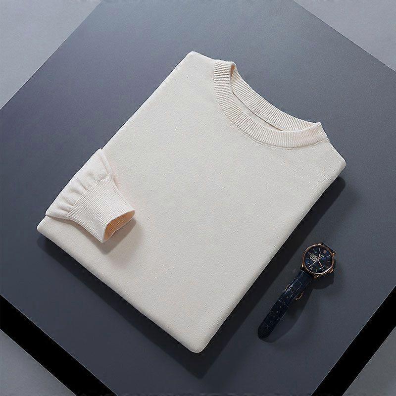 Autumn And Winter Plus Size Round Neck Knitted Base Shirt Loose Pullover Long Sleeve Sweater Middle Gentleman Knitted Solid Color Men's Sweater