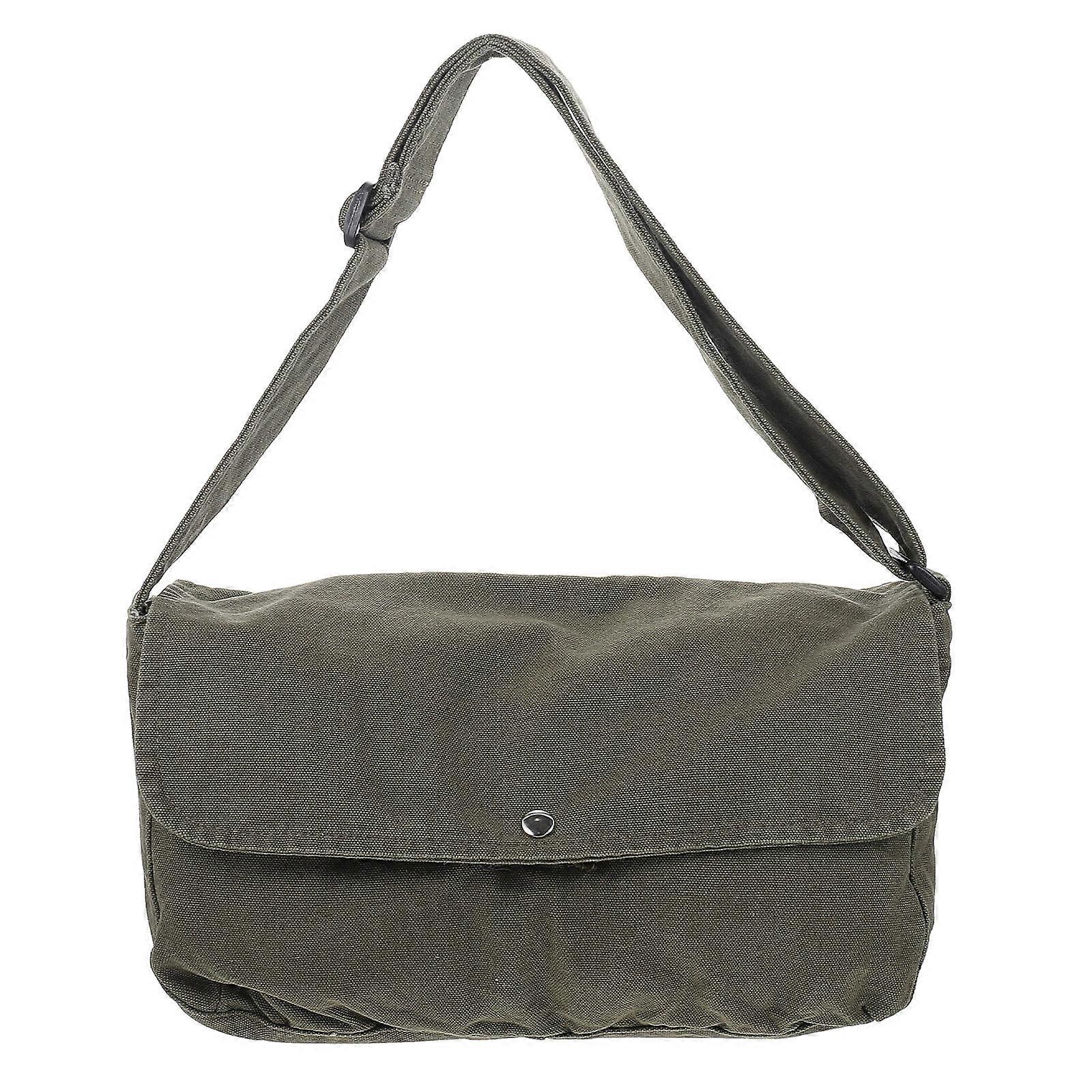 Canvas Shoulder Bag Vintage Rectangular Bag for Travel Green Material with Storage Function 1Set