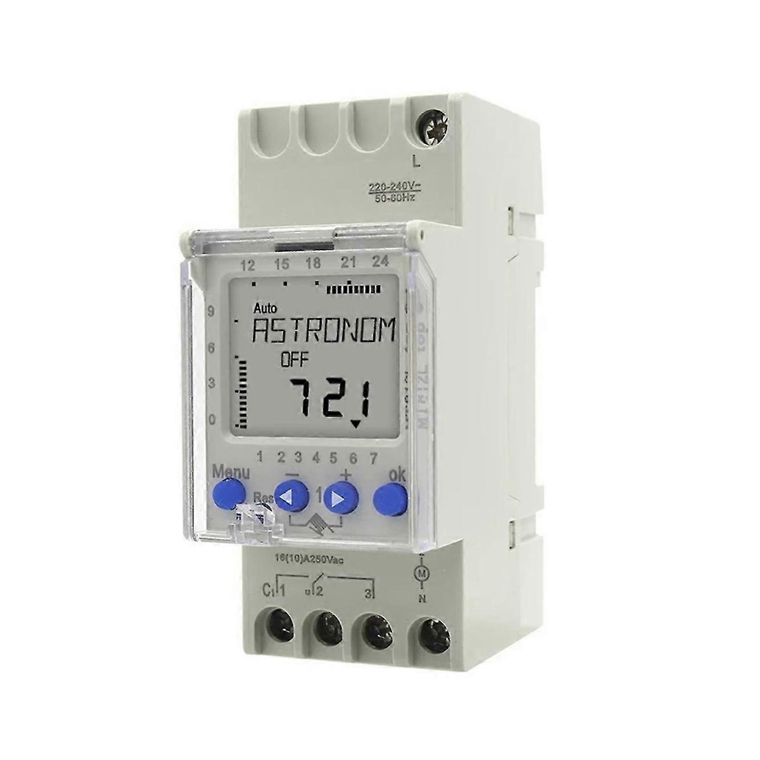 MT812L Astronomical Chronometer Switch 16A 1-channel 7 Day LCD Digital Timing Control Switch DIN Rai