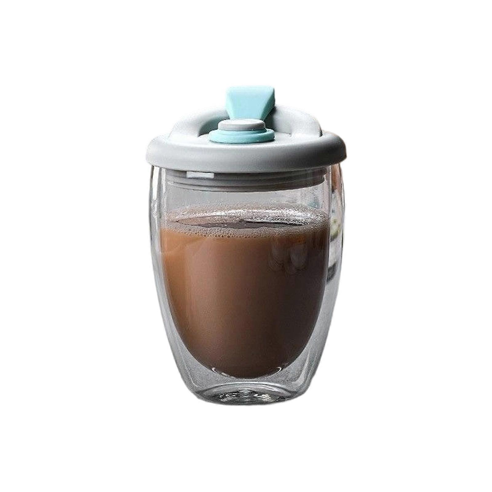 Double layer insulated high borosilicate glass cup  Blue