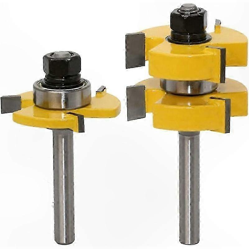 Tongue and Groove Router Bits Set, 2-Piece Industrial Quality for Professional Use, Silver Brazing for Strength and Durability