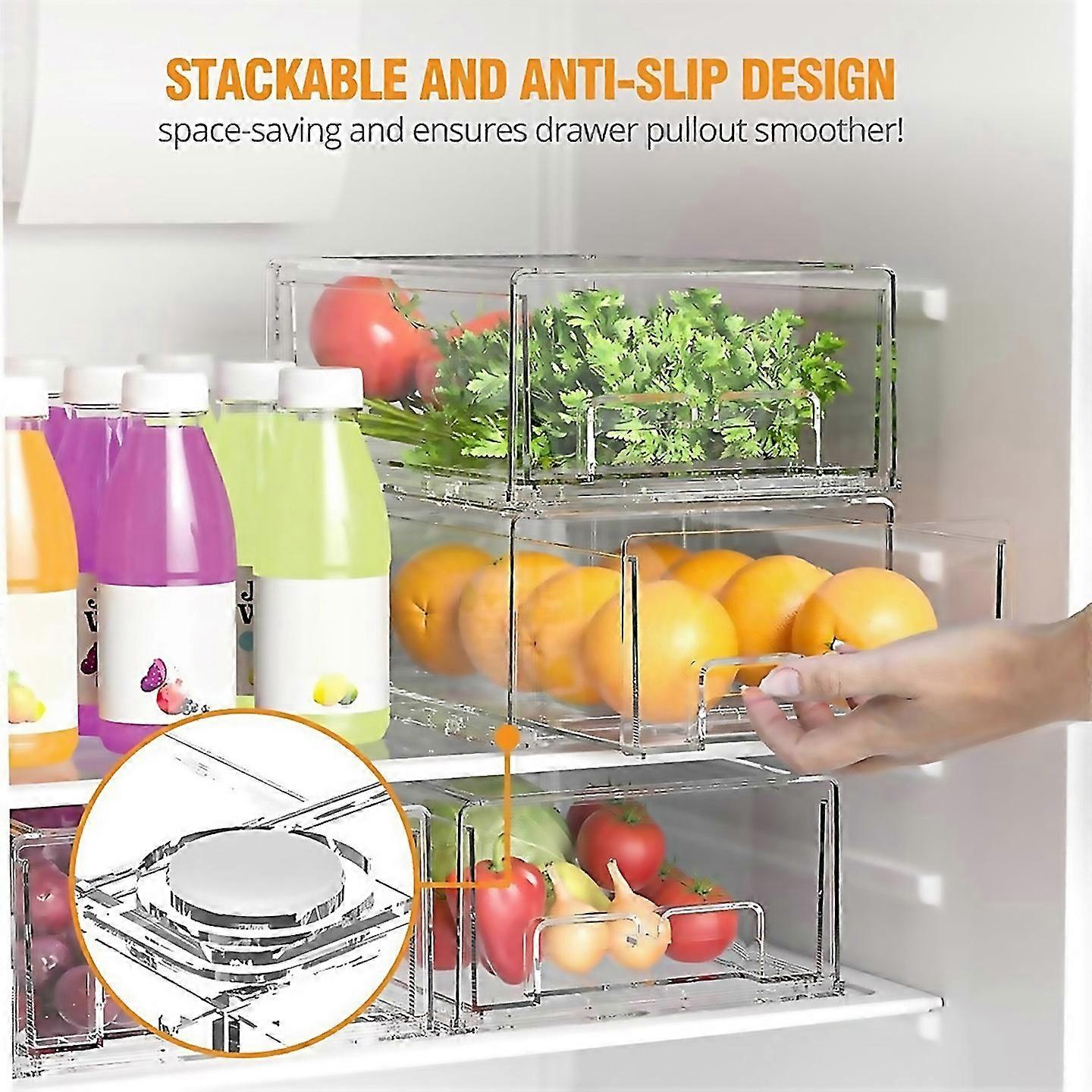 For Refrigerator Drawers Stackable Fridge Organizer Bins Size Small