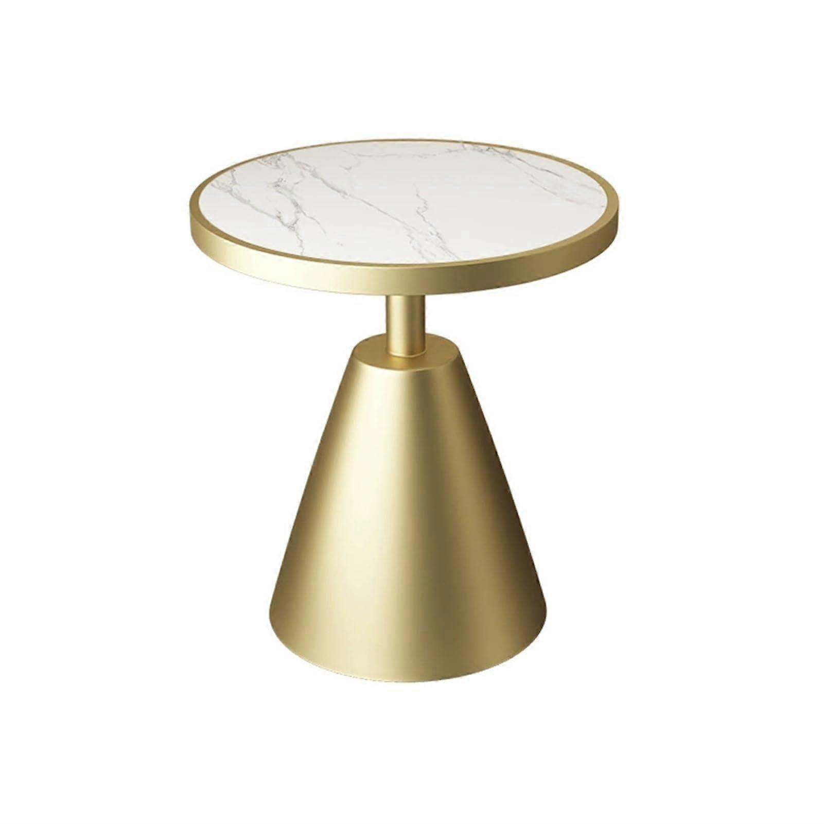 Round Slate Side End Accent Table With Metal Base, 19.68Inch, Living Room Or Bedroom, Four Color Options Color D