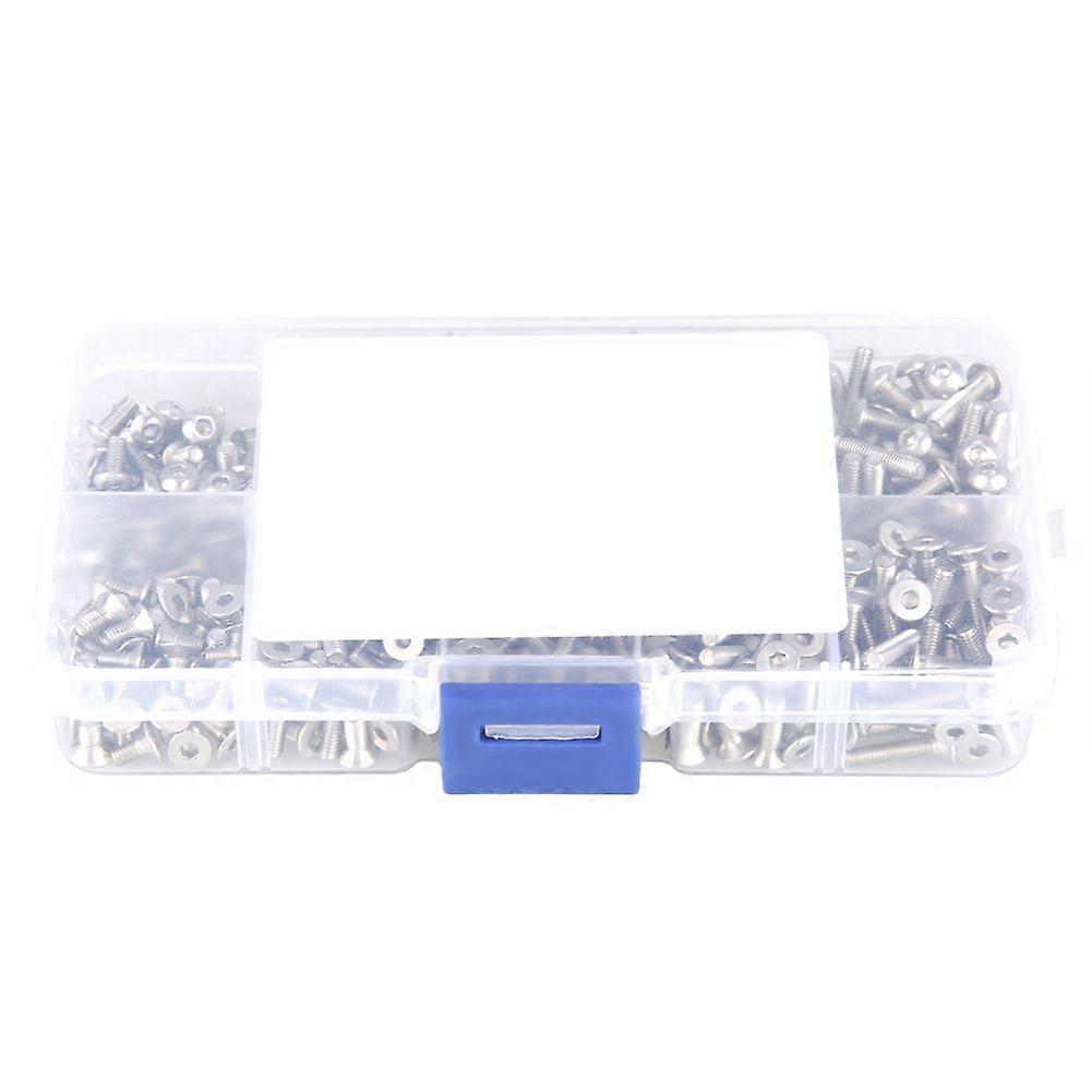 400pcs M3 304 Stainless Steel Pan& Flat Hex Socket Head Cap Screws Set with Box