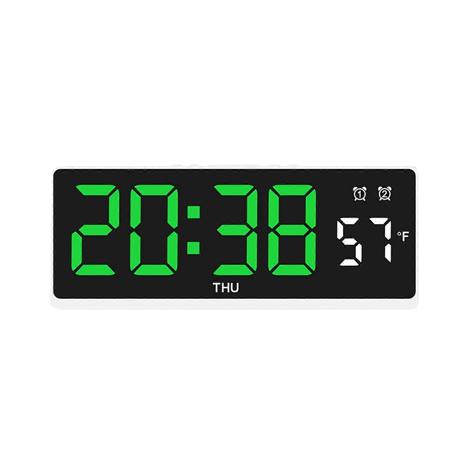 LED Wall/Table Clock for Home & Office, Large Numbers for Seniors, Low Vision - White Frame, Blue Display
