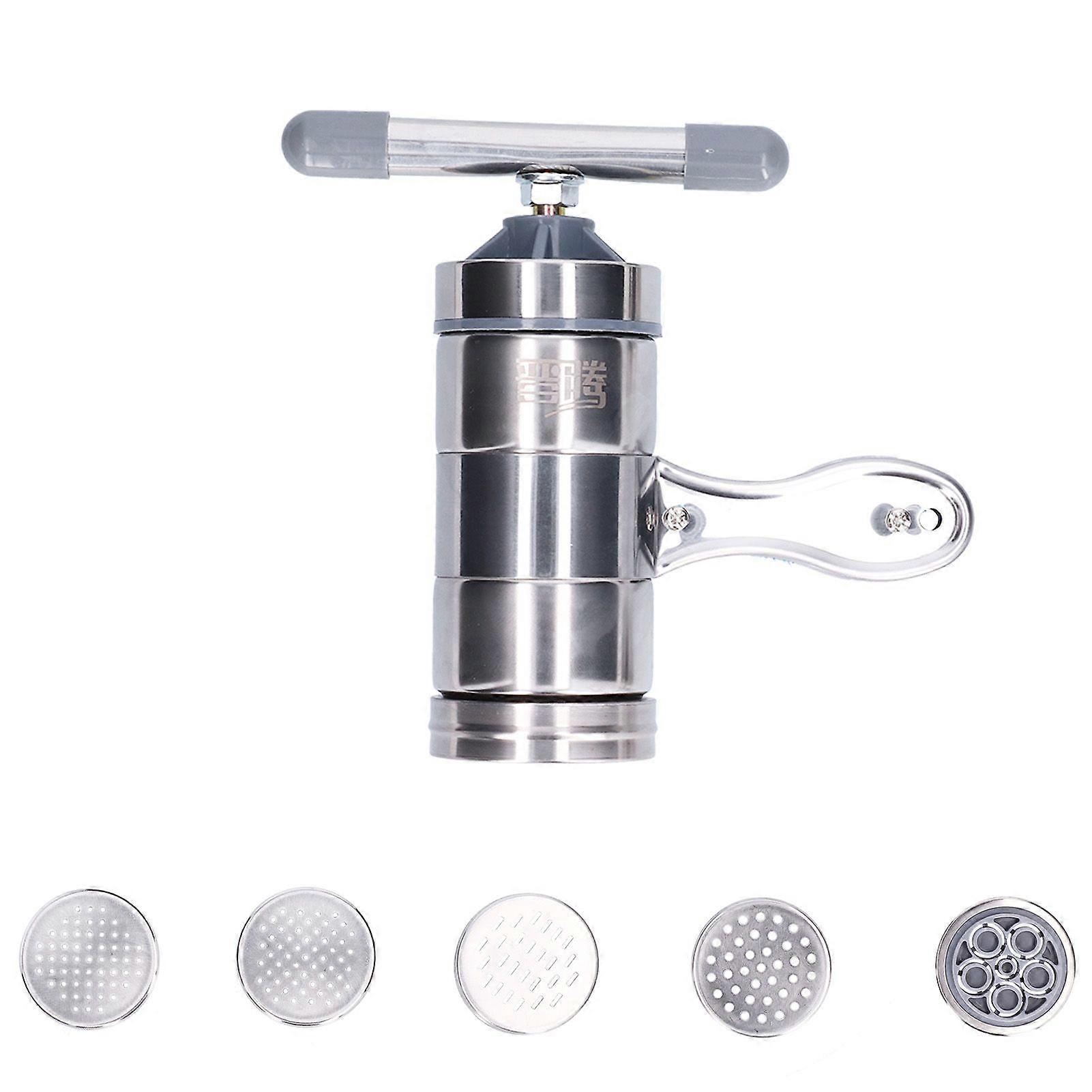 Household Noodle Press Machine with 5 Noodle Mould Small Hand Crank Noodle Maker for Kitchen