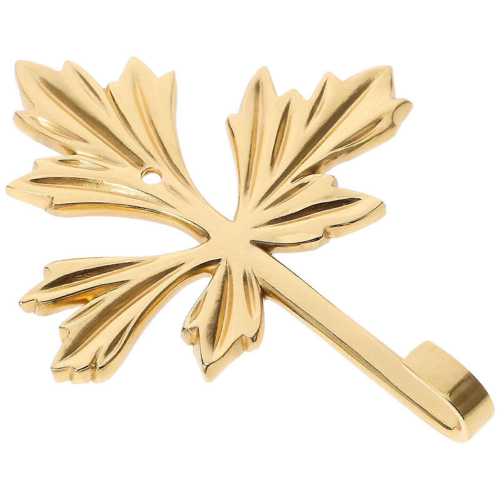 Brass Maple Leaf Decorative Hooks for Wall Use 4Pcs
