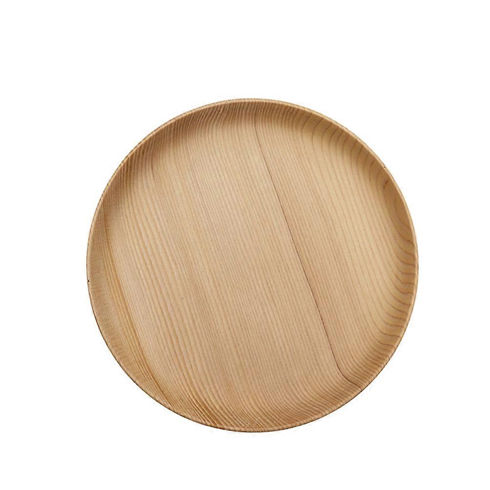 Leak Resistant Round Wood Plate Utensils For Daily Use And Celebrations 14X2Cm 1Set